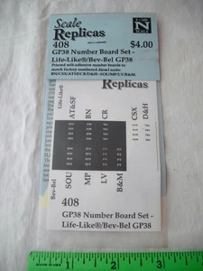 SALE! Scale Replicas 408 GP38 Number Board Set, Life-Like Bev-Bel GP-38, Spur N - Bild 1 von 8