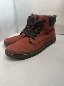 Dr. Martens MAELLY Canvas Ankle Boots Womens Size 8 Red Doc Lace Up Doc Boots - Picture 1 of 11