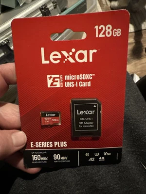 Lexar E-Series Plus 128GB Micro SD Card, microSDXC UHS-I With Adapter - Image 1 of 2