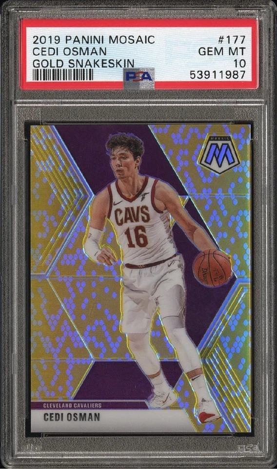 2019-20 Panini Mosaic Cedi Osman #177 Gold Snakeskin #/8 PSA 10 - Image 1 of 2
