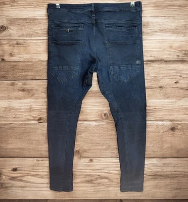 Jeans masculino G-Star Raw D-Staq 3D slim stretch tamanho 34/32 azul escuro denim MSRP $210 - Imagem 1 de 4