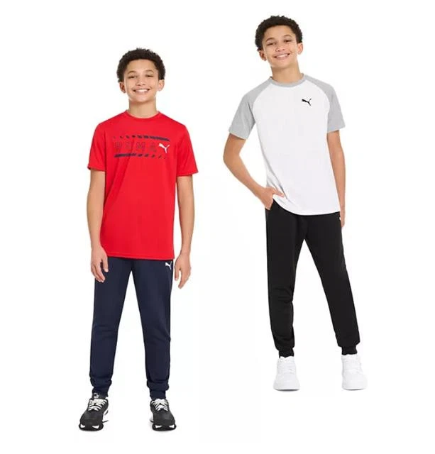 NEW BOY PUMA 2 PIECE ACTIVE SET! SHORT SLEEVE TEE SHIRT AND JOGGER PANT! VARIETY - Image 1 of 1