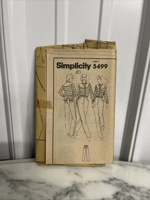 1980s Jeans Embroidered Pocket Simplicity 5499 Pattern sz 20 W 34” UNCUT - Image 1 of 3