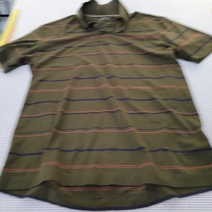 Nike Golf Polo Shirt Mens 2XL XXL Green Striped Collared Golfing Fit Dry Stretch - Picture 1 of 6