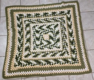 Manta afgana vintage ganchillo hecha a mano cuadrada 40x40 manta sofá - Imagen 1 de 4