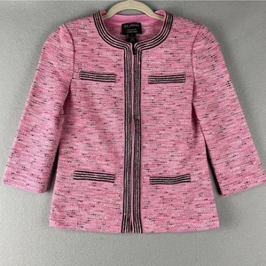 St. John For Mary Kay Tweed Jacket Women 0 Pink Wool Full Zip Classic Preppy NWT - Picture 1 of 16
