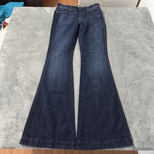 7 For All Mankind Jeans Womens 27x33 Blue Dojo Flare Low Rise Dark Wash Denim - Picture 1 of 10