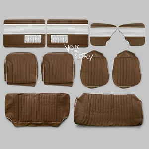 VW upholstery seat cover door panel board white and brown baske weave 1956 -64 - Picture 1 of 2