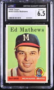 1958 Topps #440 Eddie Mathews CGC 6.5 EX-NM+ HOF Legend, SHARP, Braves, TBC - Bild 1 von 3