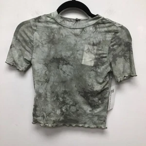 916 Generation Girls T-Shirt Green Tie Dye Short Sleeve Crew Lettuce Edge M New - Picture 1 of 8