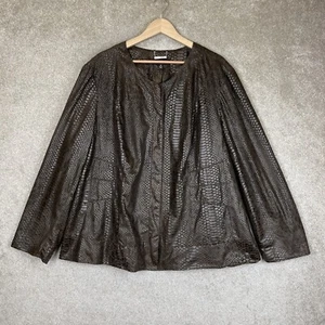 Dana Buchman Jacket Womens 3X Brown Faux Leather Long Sleeve Snap Front- 2274* - Picture 1 of 12