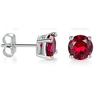 2TCW Round Lab Grown Ruby Stud Earrings For Stud Earrings For Christmas 14k Gold - Picture 1 of 15