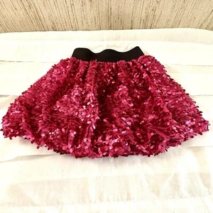 Hot Pink Sequin Skirt XS Girls Size 4 Kids Party Dance Dress Up Elastic Waist - Picture 1 of 7