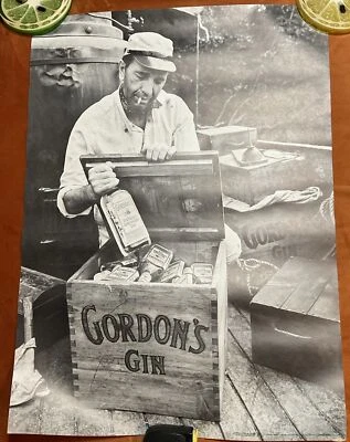 Vintage Humphrey Bogart, Gordon's Gin, African Queen 22”X16” NOS ￼Poster