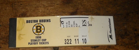 1996 STANLEY CUP PLAYOFF BOSTON BRUINS TICKET BOOK (16) INSIDE! C1-C8 F1-F8 Cover