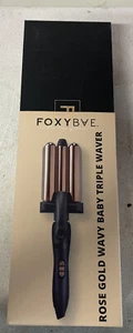NEW FOXYBAE ROSE GOLD WAVY 3 BABY TRIPLE WAVER TITANIUM 3 BARREL BEACH WAVER - Picture 1 of 3