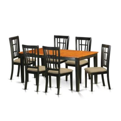 NICO7-BLK-C 7 Pc Dining room set-Kitchen Tables Plus 6 Kitchen Chairs - Image 1 of 4