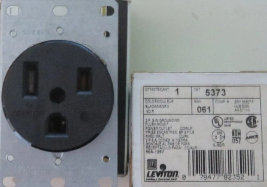 Leviton 50A Flush Mount Power Outlet 5373 - Image 1 of 1