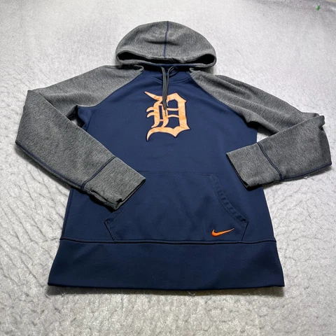 Detroit Tigers Nike Hoodie Womens Medium M Blue Therma Fit Fleece Sweatshrit Cover
