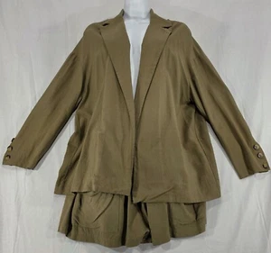 Zara Womens Jacket Shorts 2-Piece Set Olive Green Casual Vaca Office Siren Small - Picture 1 of 14