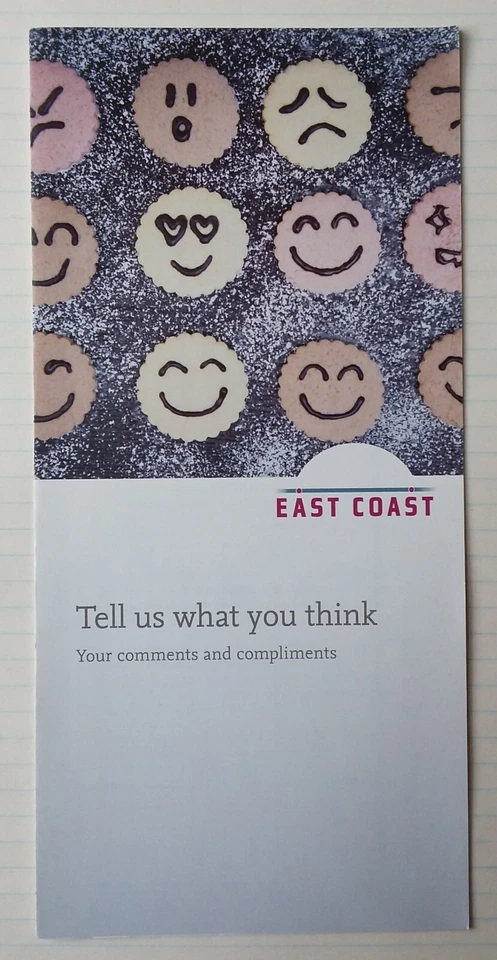 EAST COAST TRAINS PROMO LEAFLET Passenger Comments Complaints Form 2014 Railways - Image 1 of 1