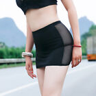 Womens See Through Bodycon Lingerie Nightwear Dress Sheer Mesh Micro Mini Skirt