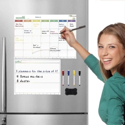 Aken Magnetic Memo Boards,16.6” X 11.8” & 12x9 inch, 4 pens,Eraser. - Image 1 of 4