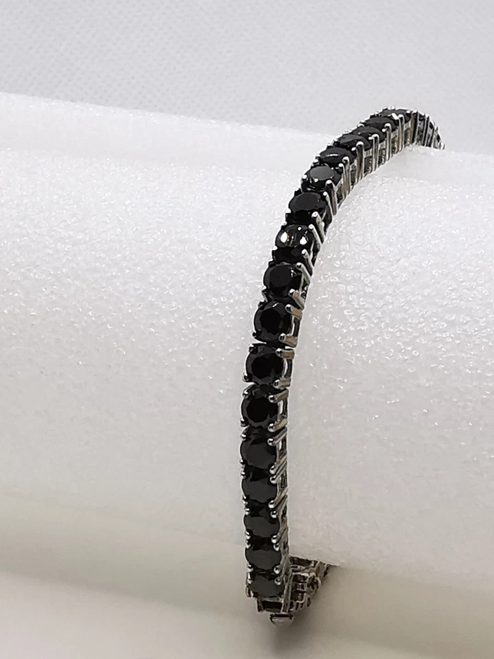 Zeitlose Schöne Schwarze Spinell Edelstein  Armband  Silber 925 - Bild 1 von 4