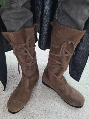 Medieval Viking Suede Boots - Dark Brown | US Size: 10.5 - Image 1 of 4