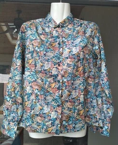 Vintage College Town 80er Jahre Damen mehrfarbig Blumen Sekretär Bluse Größe 7/8 - Bild 1 von 4