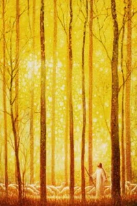 Yongsung Kim AWESOME WONDER Canvas Art Print Jesus Leading Sheep through Forest - Picture 1 of 1
