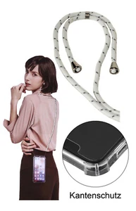 TPU Umhängetasche Handy Kette Hülle Cover mit Kordel Farbe W-G Höhenverstellbar - Picture 1 of 11