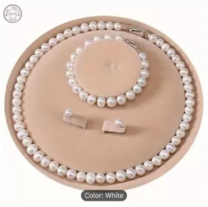 Freshwater Culture Pearl Necklace Set Includes Stunning Bracelet And Stud Earing - Picture 1 of 5
