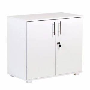 White Office Storage Cupboard Filing cabinet desk height lockable two door home - Picture 1 of 8