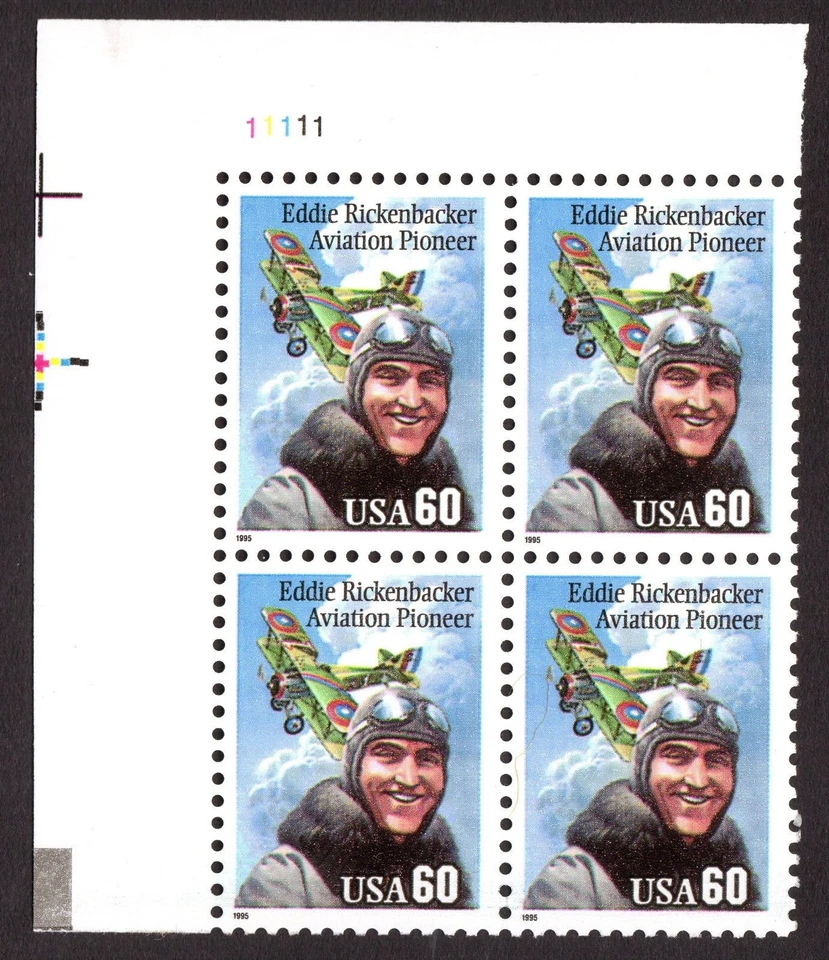 Scott #2998 Eddie Rickenbacker (Pilot) Plate Block Of 4 Stamps - MNH - Image 1 of 1
