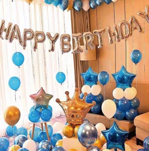 Geburtstagsdeko Banner Luftballons Set, blau, Happy Birthday Party Deko - Bild 1 von 1