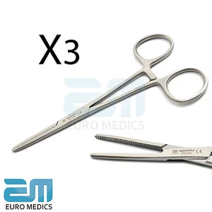 Set Of 3 Artery Hemostat Locking Pean Forceps Straight Dental Surgical Plier New - Picture 1 of 4