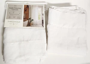 1 Pair 54 x 95 Light Filtering 100% Linen Curtain Panels - White - Threshold - Picture 1 of 10