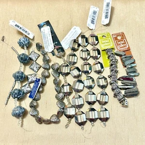 Silver Tone New Bead Lot of 11 Strands, Faceted Glass & Quartz Points, Blue Moon - Picture 1 of 12