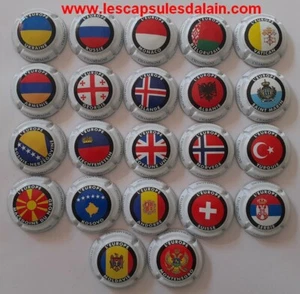 22 SCHÖNE GENERISCHE CHAMPAGNERKAPSELN FLAGGEN AUSSEREUROPÄISCHE LÄNDER SERIE 2 NEWS - Bild 1 von 1