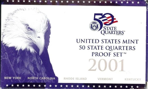 2001-S US Mint 5 Coin Proof Set 50-State Quarters Series Ultra Cameo PRDCAM Cover
