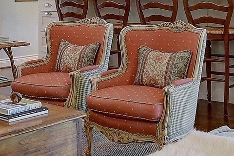 Pair of 19th Century French Louis XV Style Patinated Bergère Chairs Cover
