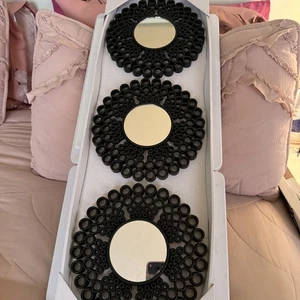 Brand New Group Decorative Black Wall Mirrors Lot of 3 Plastic - Picture 1 of 6