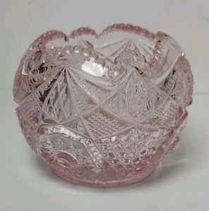 Vintage Fenton Pink Crystal Rose Bowl Vase Cut Glass Brilliant Sparkly - Picture 1 of 8