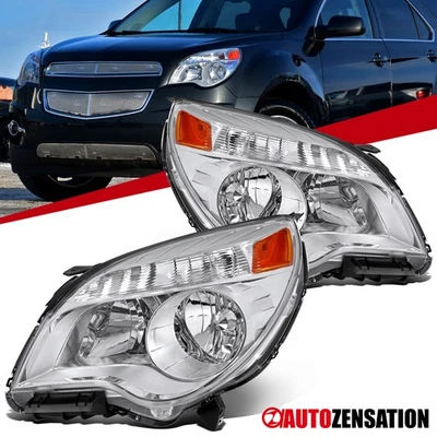 Fit 2010-2015 Chevy Equinox LT LS Headlights Halogen Headlamps Left+Right 10-15 - Image 1 of 4