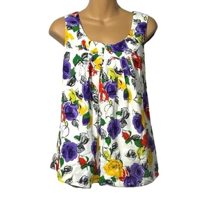 Kate Spade Top Blouse Large Sleeveless Pullover Floral Classic Vacation Office - Picture 1 of 6