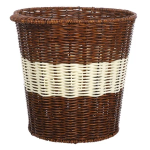  Woven Trash Can: Imitation Rattan Trash Bin Waste Paper Basket For Office - - Picture 1 of 16