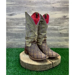 Macie Bean Women -Size 9M- Purple/Tan Diamond Patchwork Square Toe Cowboy Boots - Picture 1 of 12