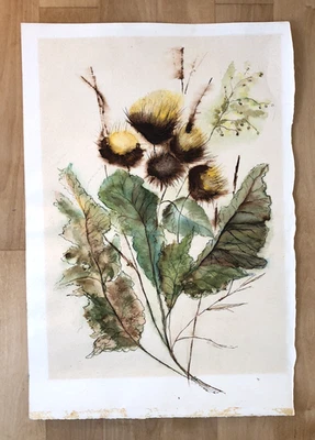 Vintage Original Watercolor on Paper Signed D. GREEN Unframed 22" x 15" MCM - Image 1 of 4