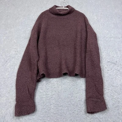 VTG J Jill Sweater Women's Large Purple Turtleneck Wool Chunky Knit Pullover USA - Image 1 of 4